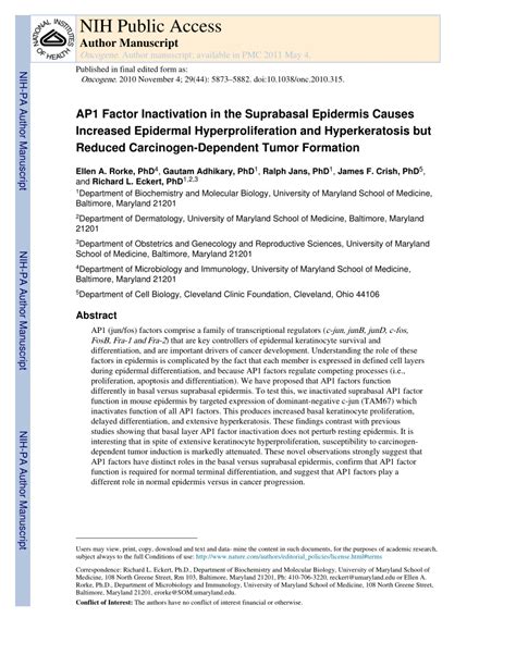 AP1 factor inactivation in the suprabasal epidermis causes