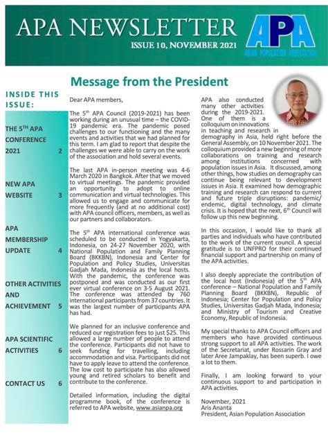 APA Newsletter November Edition