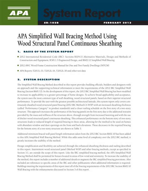 APA System Report, SR-102B - Simplified Wall Bracing Method …