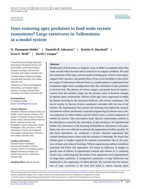 Apex Predator Restoration in Yellowstone - raincitystudios.com