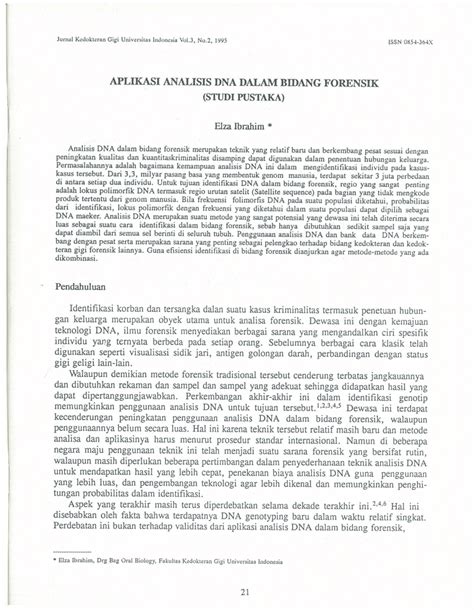 APLIKASI ANALISIS DNA DALAM BIDANG FORENSIK - muktibox.com