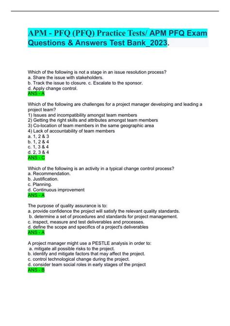 APM-PFQ Testing Engine