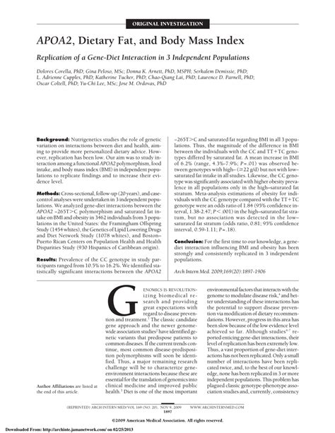 APOA2, dietary fat, and body mass index: replication of a gene …