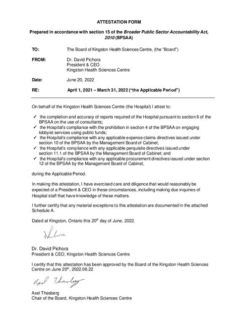 APPENDIX C ATTESTATION Attestation Form - CHEO