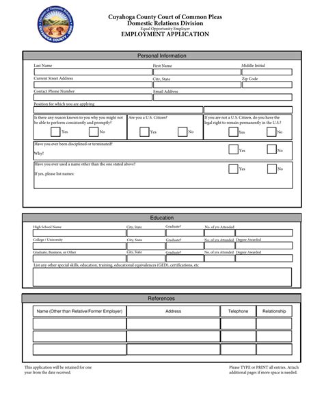 APPLICATION FOR - Cuyahoga County, Ohio