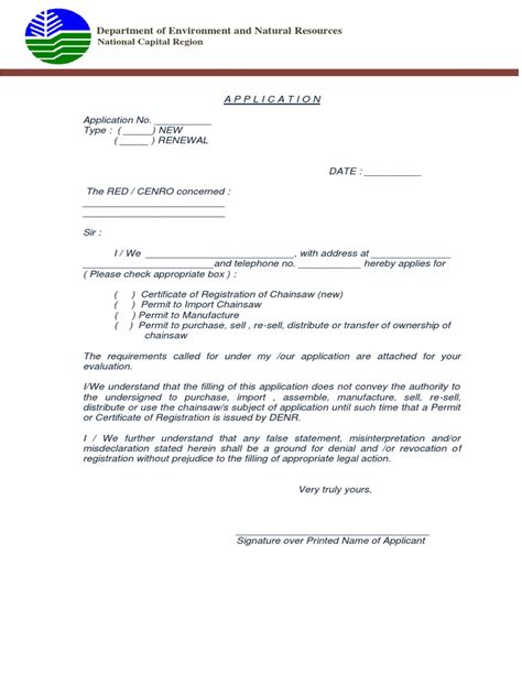 Application for Chainsaw Registration | Forest … - raincitystudios.com