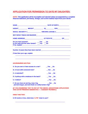 APPLICATION FOR PERMISSION TO DATE MY DAUGHTER: Doc Template pdfFiller