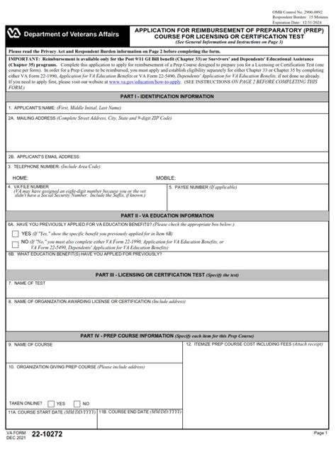 APPLICATION FOR REIMBURSEMENT OF PREPARATORY …