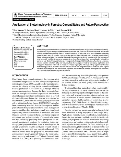 Application of Biotechnology in Forestry: Current Status and Future ... - raincitystudios.com