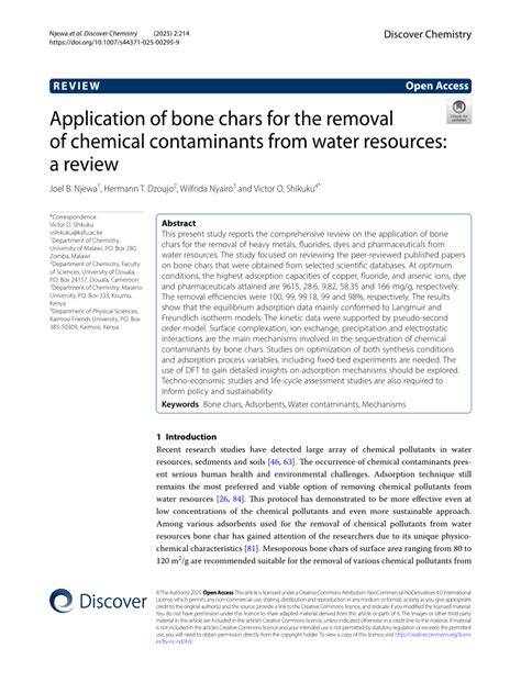 Application of bone chars for the removal of chemical ... - Springer - raincitystudios.com