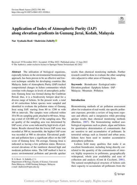 Application of Index of Atmospheric Purity (IAP) along elevation ... - muktibox.com