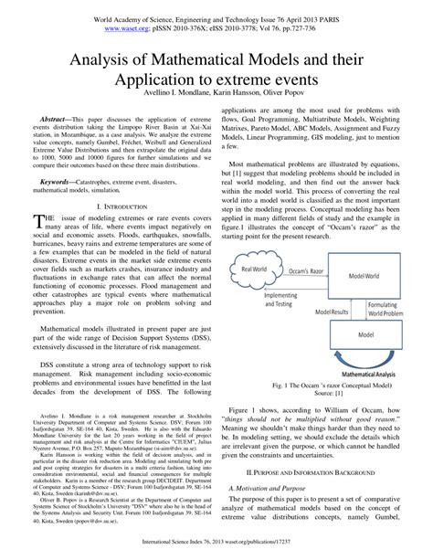 Application of Mathematical Analysis and Models to … - wintechmobiles.com