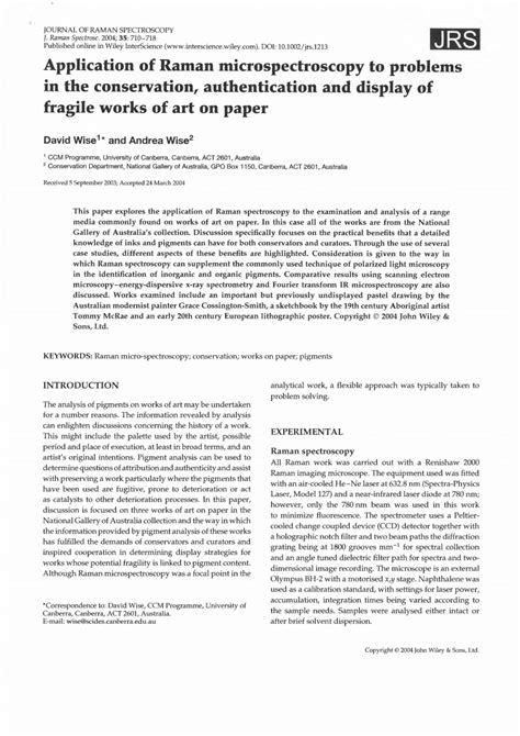Application of Raman microspectroscopy to problems in the conservation ... - wintechmobiles.com
