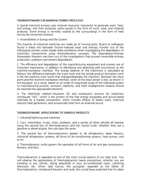 Application of Thermodynamics in Industrial Processes - wintechmobiles.com