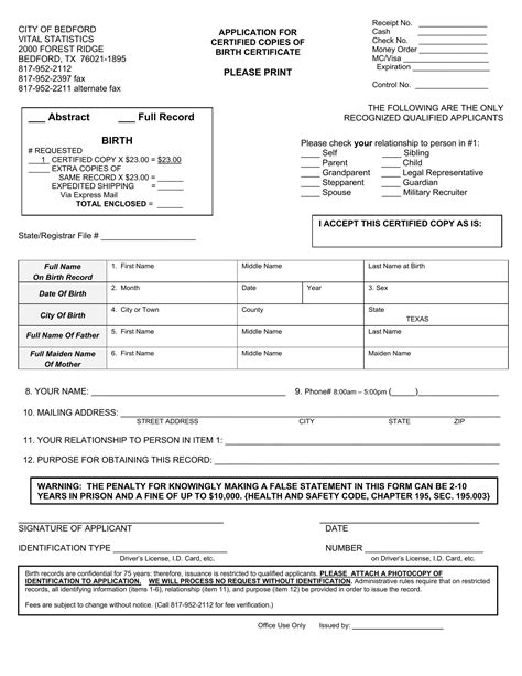 APPLICATION TO GET BIRTH CERTIFICATE