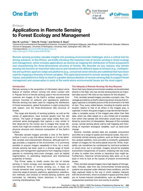 Applications in Remote Sensing to Forest Ecology and Management - raincitystudios.com