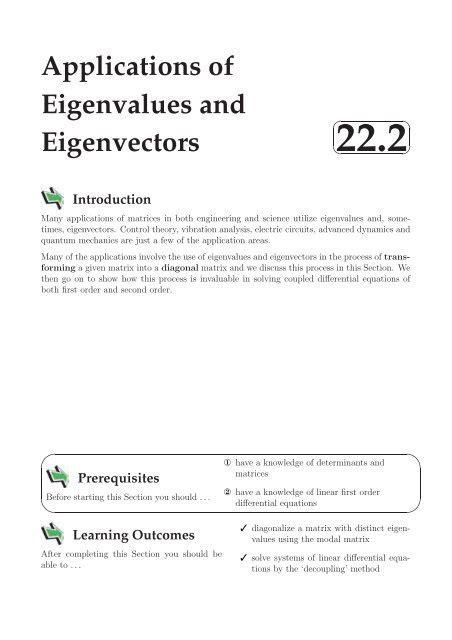 Applications of Eigenvalues and Eigenvectors - wintechmobiles.com