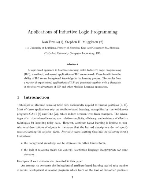 Applications of inductive logic programming | Communications of the … - coolestguyplanet.net