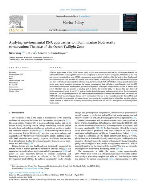 Applying environmental DNA approaches to inform marine biodiversity ... - raincitystudios.com