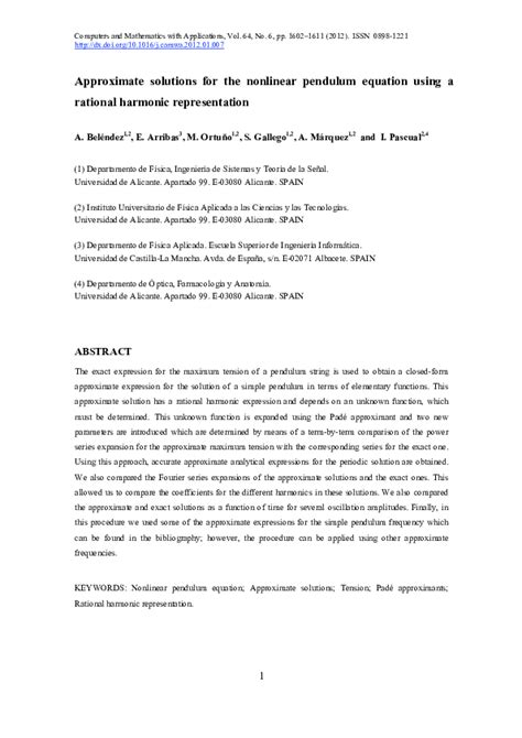 Approximate solutions for the nonlinear pendulum equation using a ... - wintechmobiles.com