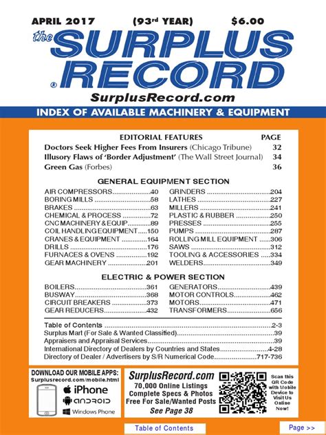 APRIL 2017 Surplus Record Machinery Equipment Directory
