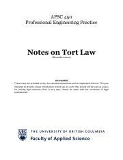 APSC 450 Tort Law 3