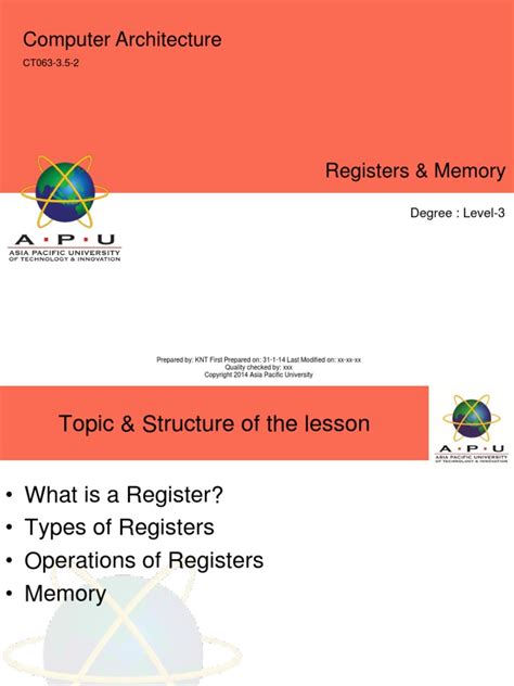 APU CARC 04 Registers and Memory