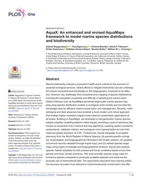 AquaX: An enhanced and revised AquaMaps framework to model marine ... - raincitystudios.com