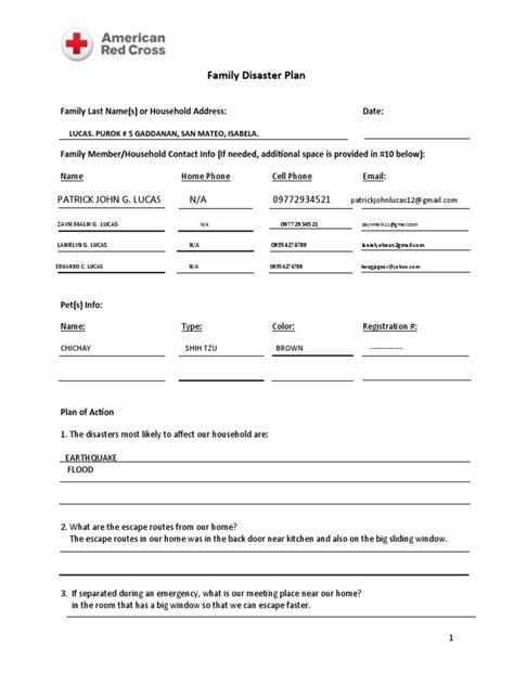 ARC Family Disaster Plan Template r083012 0