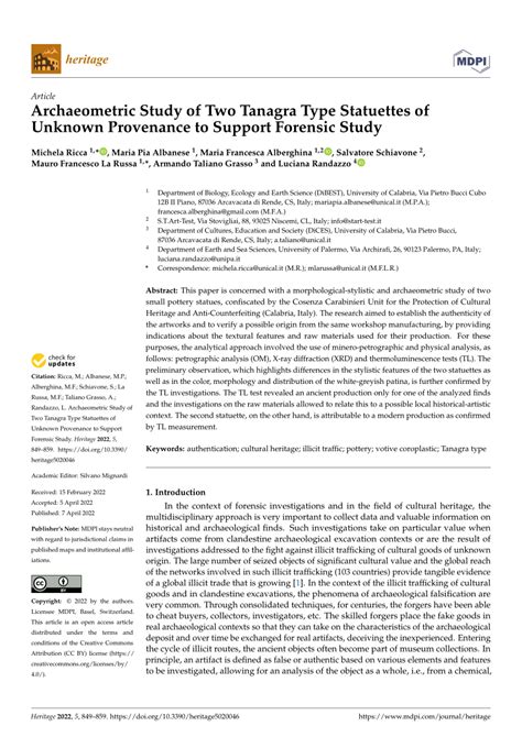 Archaeometric Study of Two Tanagra Type Statuettes of Unknown ... - wintechmobiles.com
