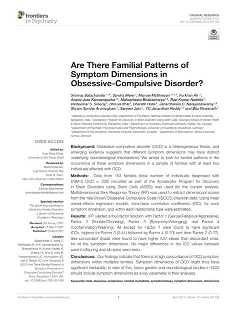 Are There Familial Patterns of Symptom Dimensions in Obsessive ... - wintechmobiles.com