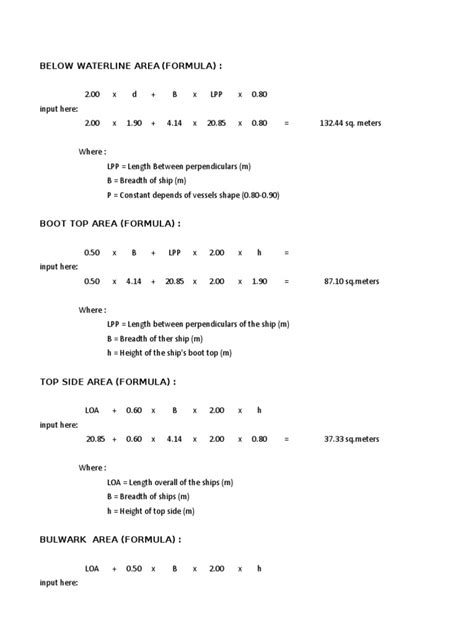 AREA OF HULL CALCULATION xlsx