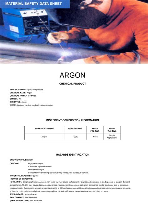 ARGON Frontpage MSDS · ARGON, Material Safety Data Sheet , Revision