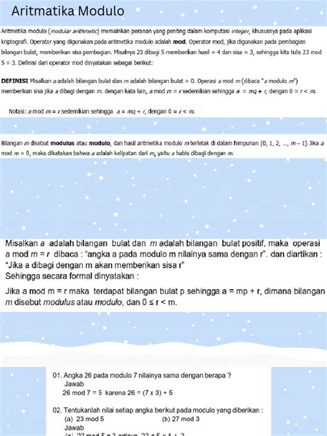 Aritmatika Modulo dan Operasinya - wintechmobiles.com