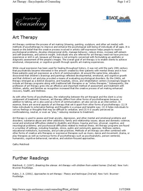 ART THERAPY Encyclopedia of Counseling SAGE Publications 7 Nov 2008