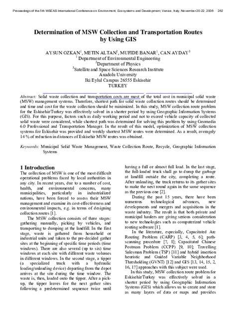 Article: Determination of waste collection and transport routes with ... - raincitystudios.com