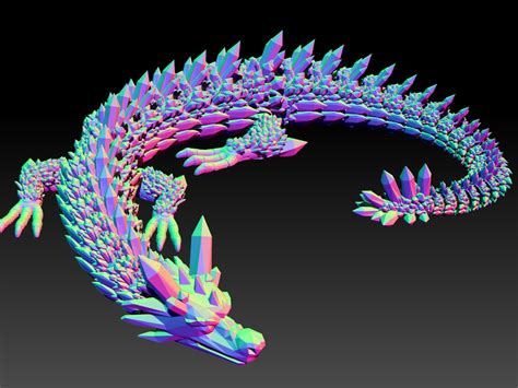 ARTICULATED CRYSTAL DRAGON FLEXI CRYSTAL DRAGON 3D PRINT 3D model 3D