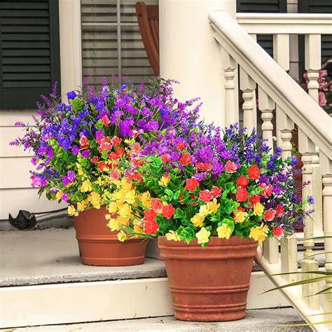 Artificial Outdoor Flowers Bundle - Realistic Fake Green Shrubs for ... - raincitystudios.com