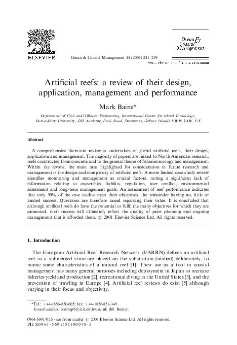 Artificial reefs: a review of their design, application, management and ... - muktibox.com