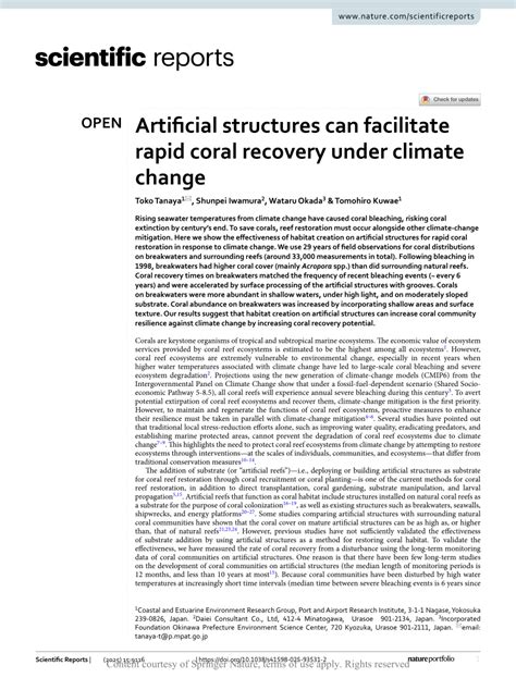 Artificial structures can facilitate rapid coral recovery under climate ... - muktibox.com