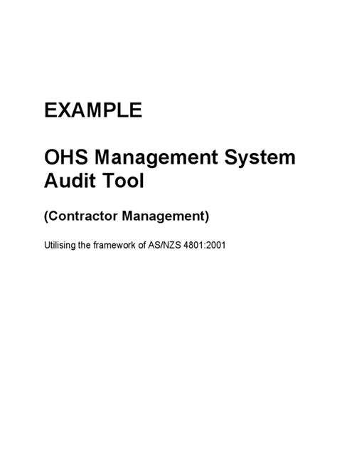 AS4801 Contractor Audit Tool
