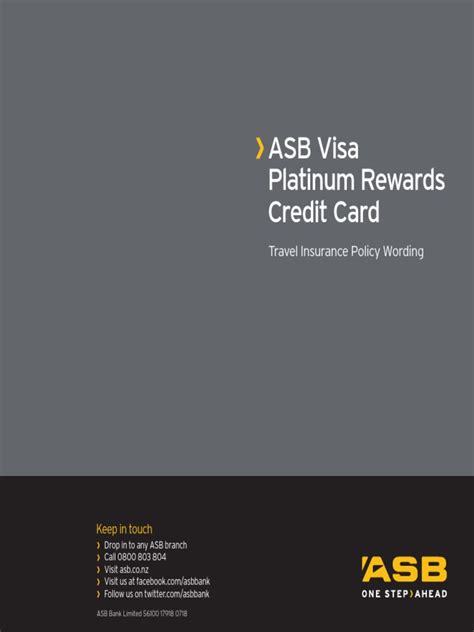 ASB Platinum Travel Insurance Policy Wording