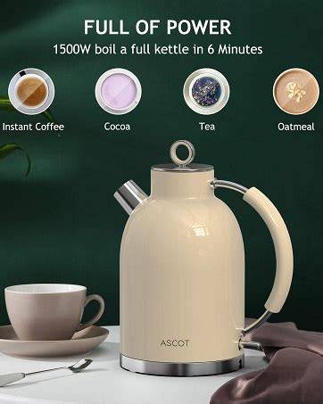 ASCOT Electric Kettle, Stainless Steel Kettle, 2200W 1.6L ... - Amazon - raincitystudios.com
