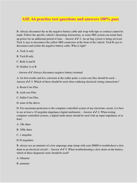 ASE A6 practice test Questions and Answers with complete Solutions