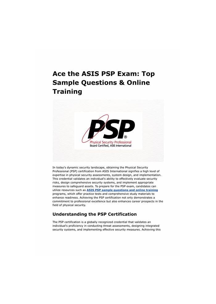 ASIS-PSP Übungsmaterialien