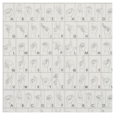 ASL American Sign Language Alphabet Pattern Fabric Zazzle