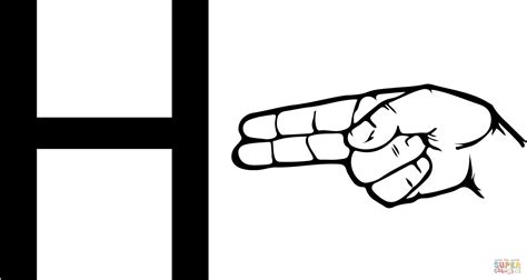 ASL Sign Language Letter H coloring page