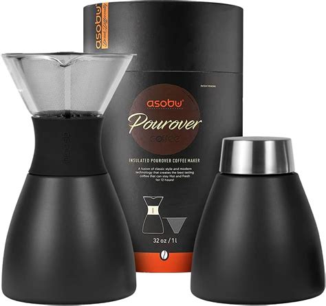 ASOBU Black Insulated Pour Over Coffee Maker (32 oz.) Double