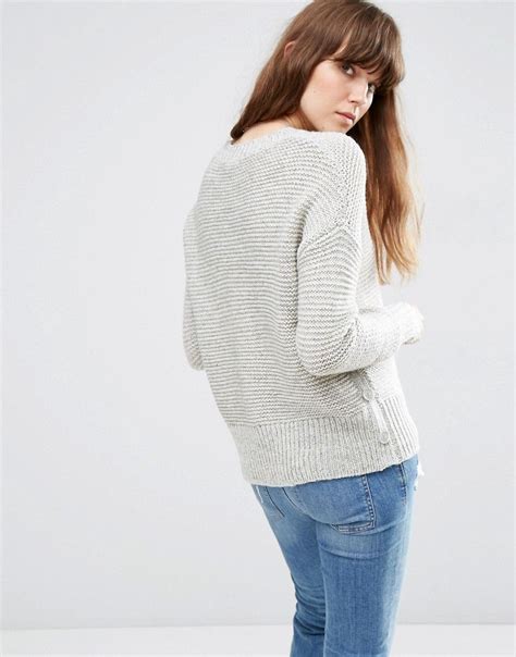 ASOS Jumper with Hood in Knit and Sweat Mix ASOS
