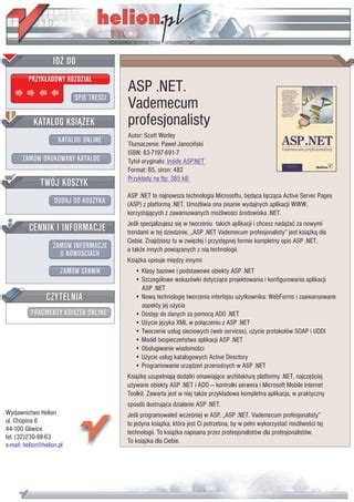 ASP NET Vademecum profesjonalisty